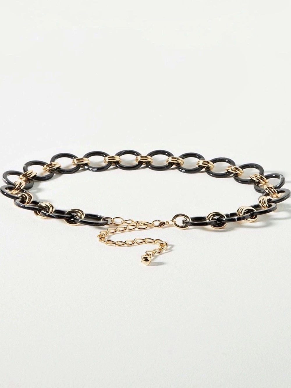 Anthropologie Resin Hoop Chain Belt Black & Gold Small